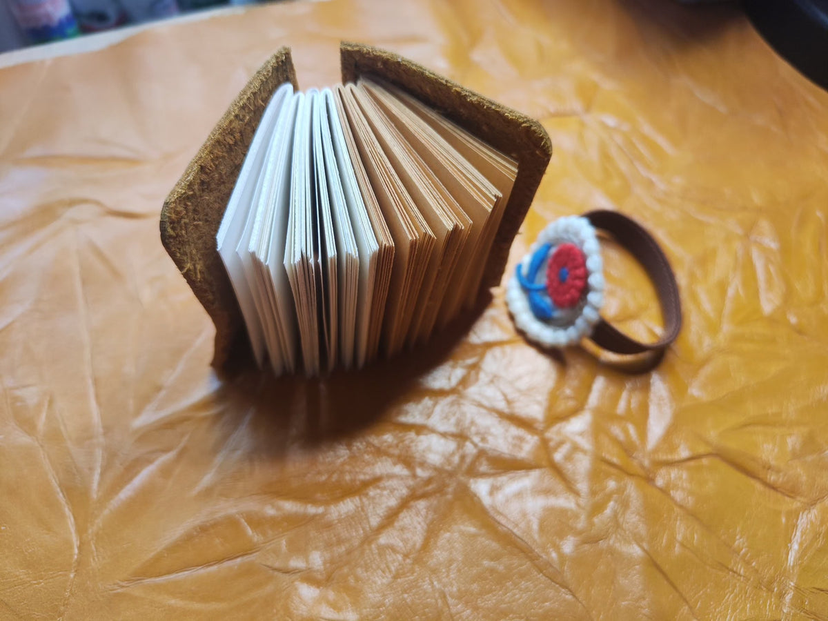 Mini Leather Journal with Embroidered Floral Cover