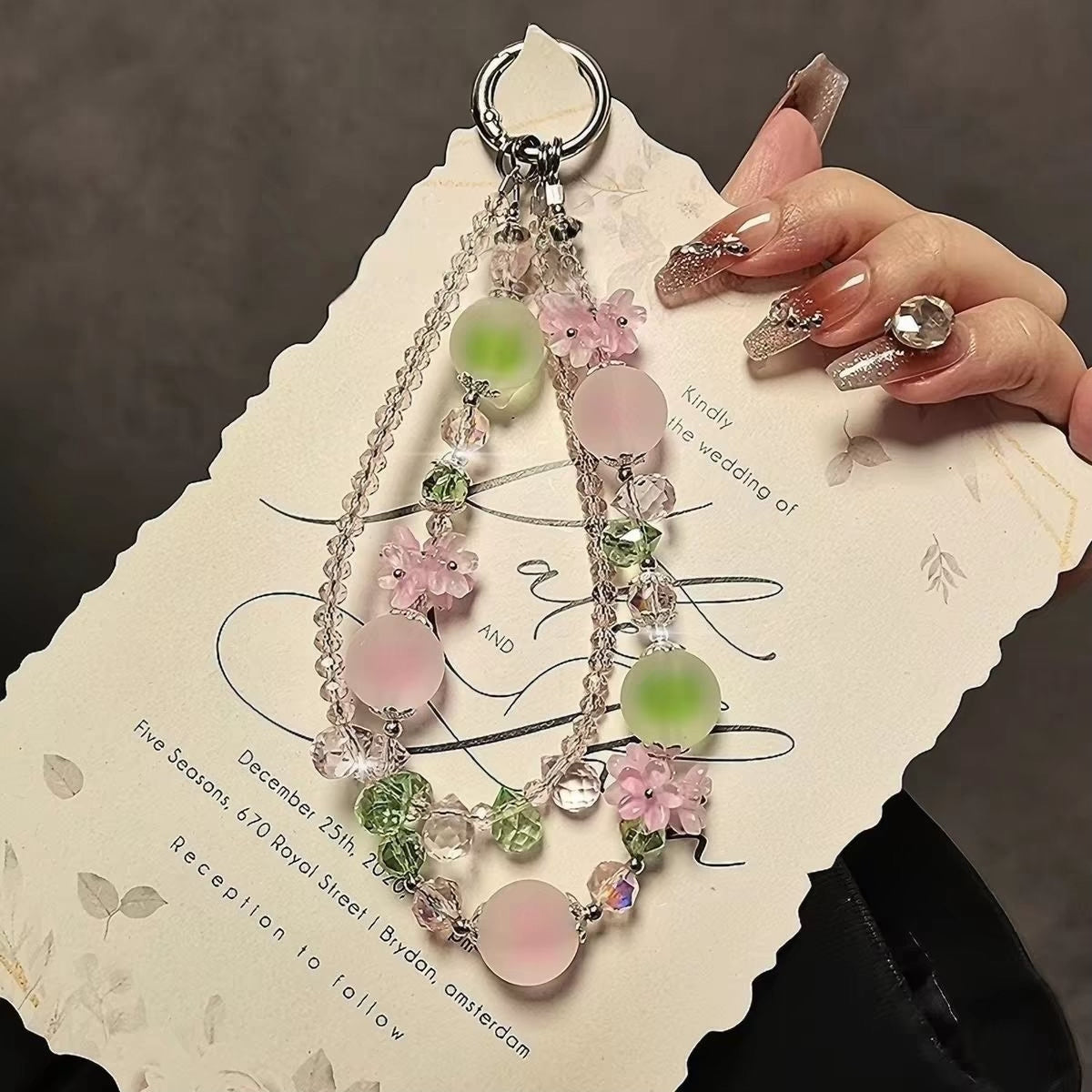 Beaded Phone Charm with Pastel Discs