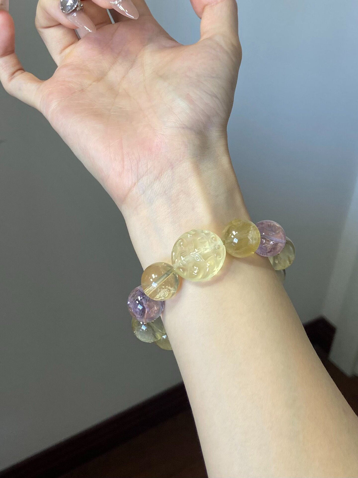 Amethyst Citrine Crystal Beaded Bracelet