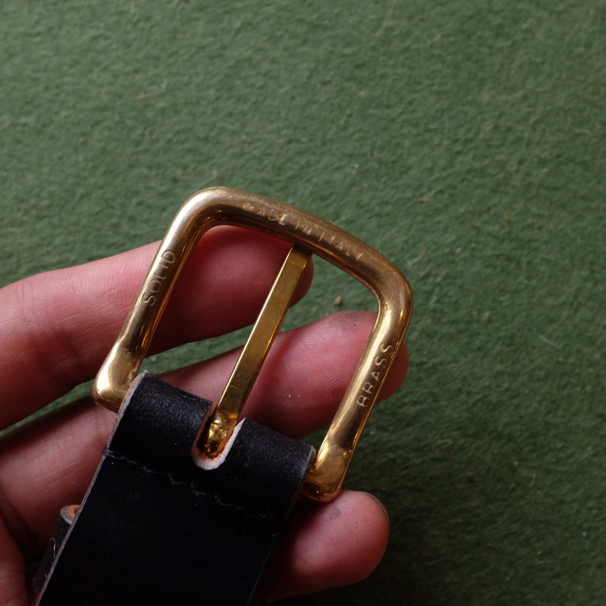 Cinto de Couro Bridle Preto Feito à Mão com Fivela de Latão Maciço