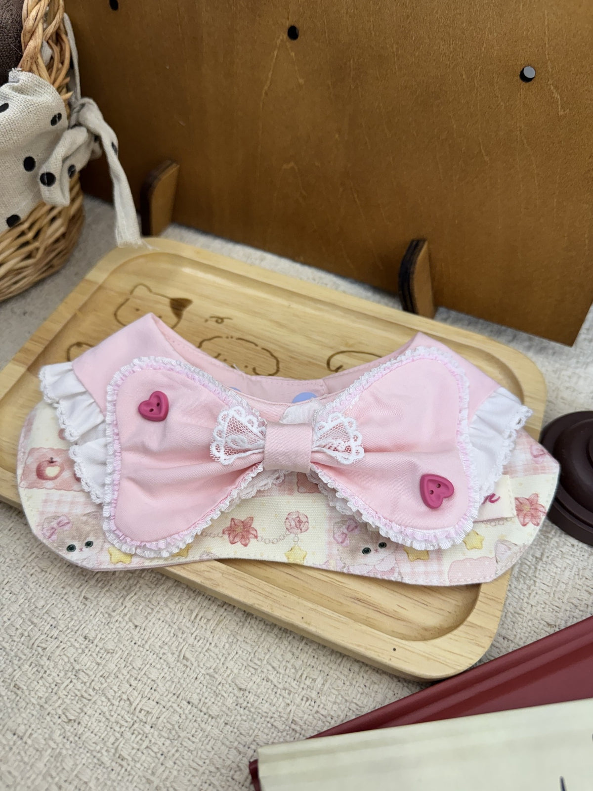 Pink Bow Pet Bib Collar
