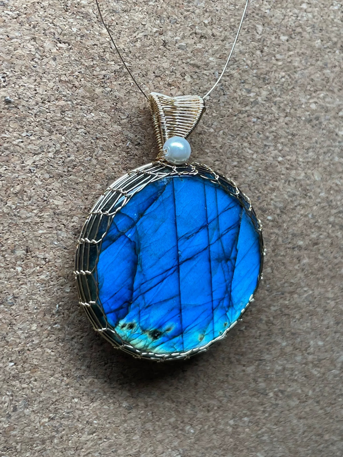Wire Wrapped Blue Labradorite Pendant Necklace