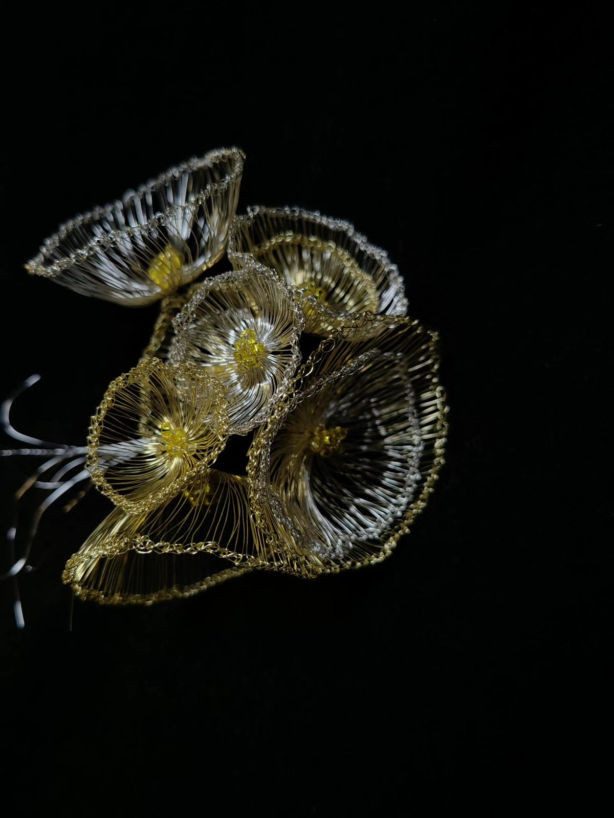 Handcrafted Wire Crochet Poppy Brooch