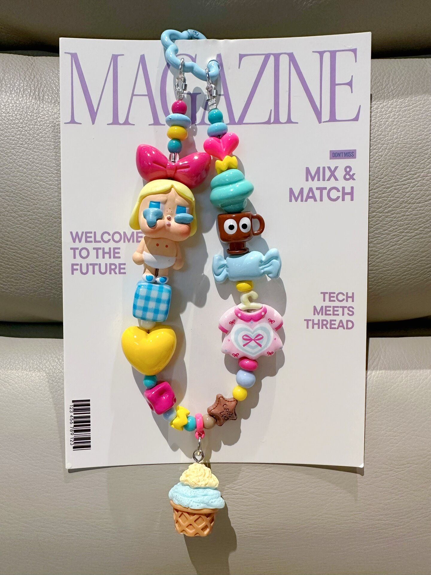 Pop Mart Crybaby Keychain with Blonde Figure and Ice Cream Charms
