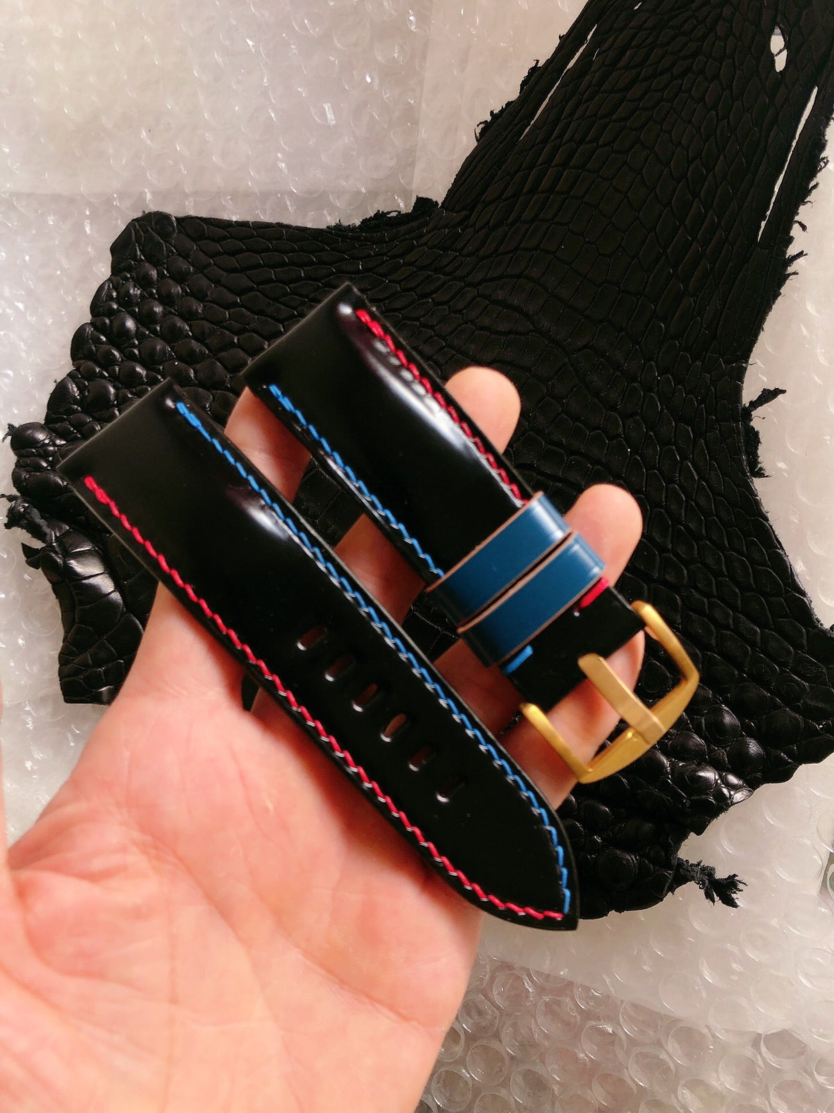 Panerai Shell Cordovan Strap Two-Tone Stitching