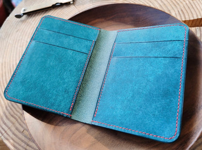 Mini Pueblo Leather Card Holder with Contrast Stitching