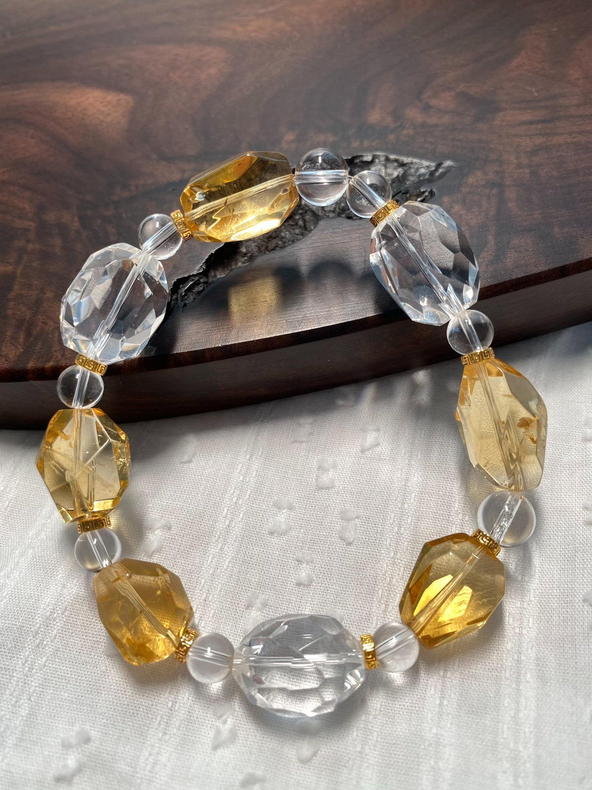 Clear Quartz Citrine Crystal Bracelet