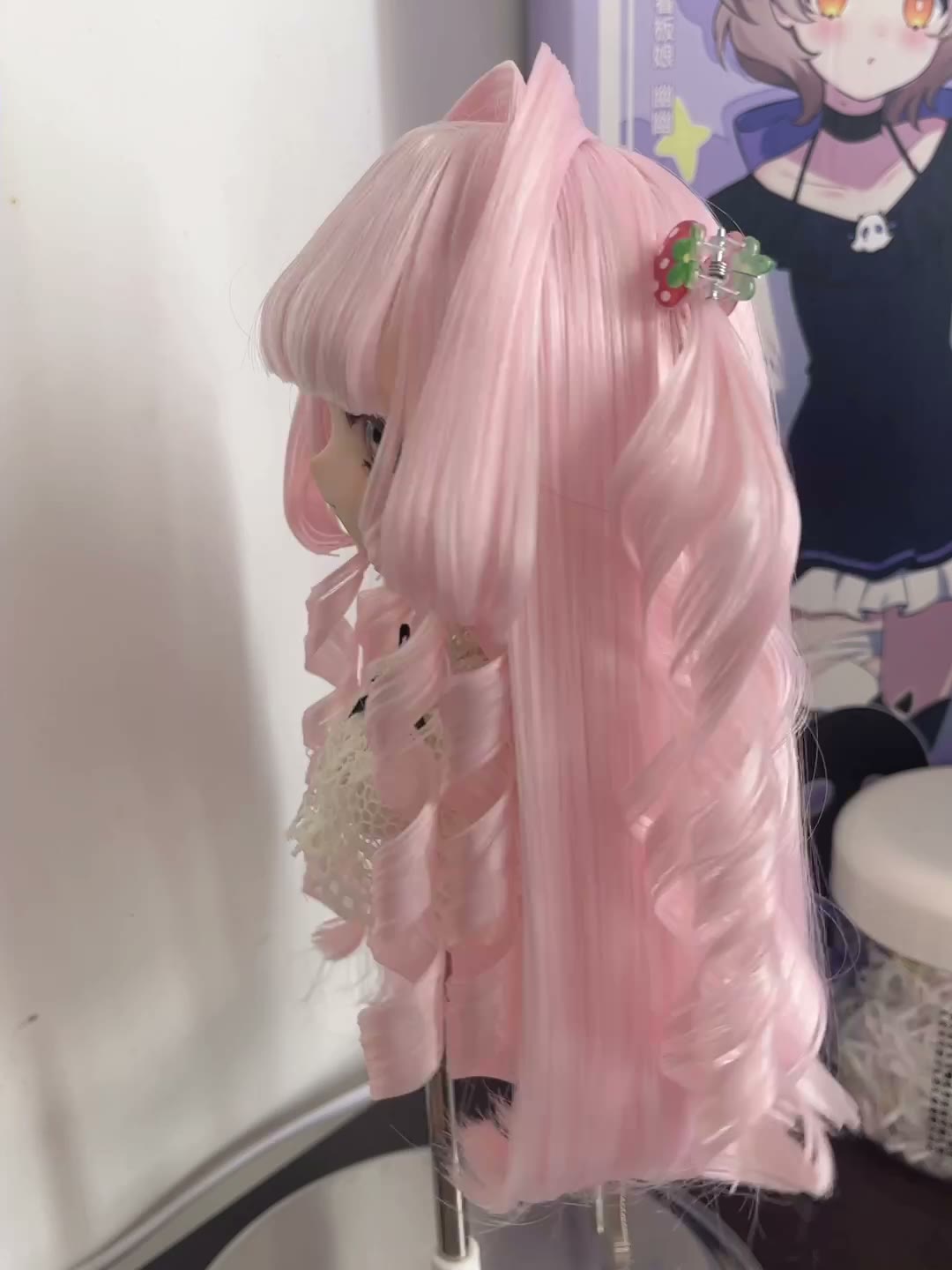 Doll Wig Pastel Pink Twin Tails