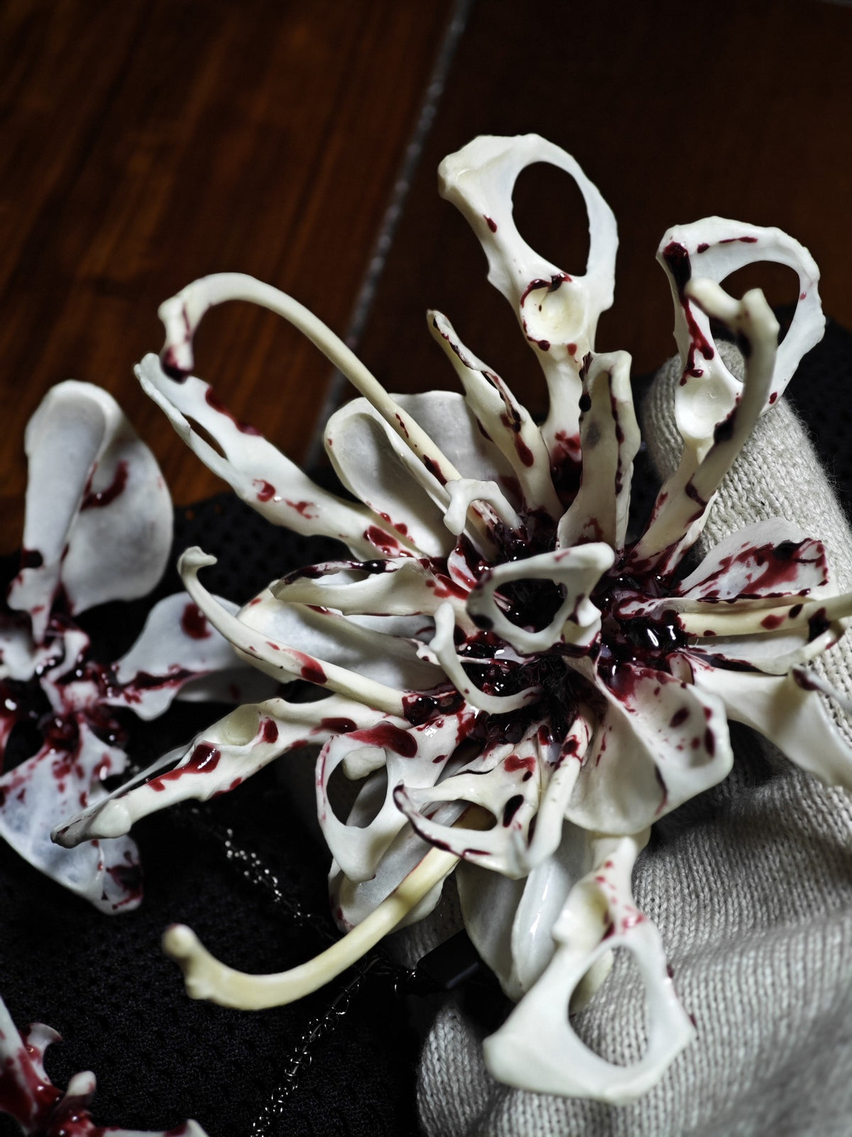 Cthulhu Skeletal Flower Bone Hair Clip
