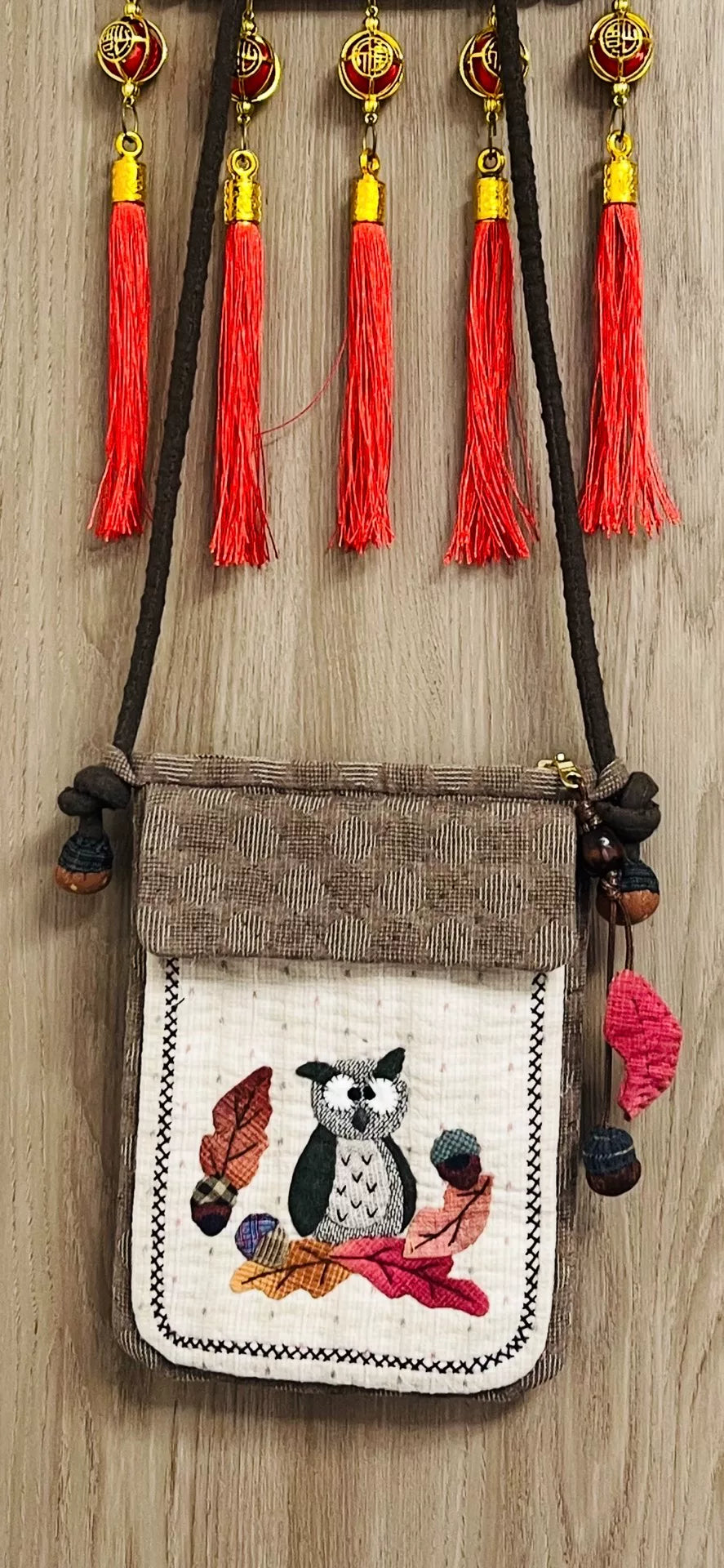 Handmade Yarn Dyed Patchwork Crossbody Phone Pouch