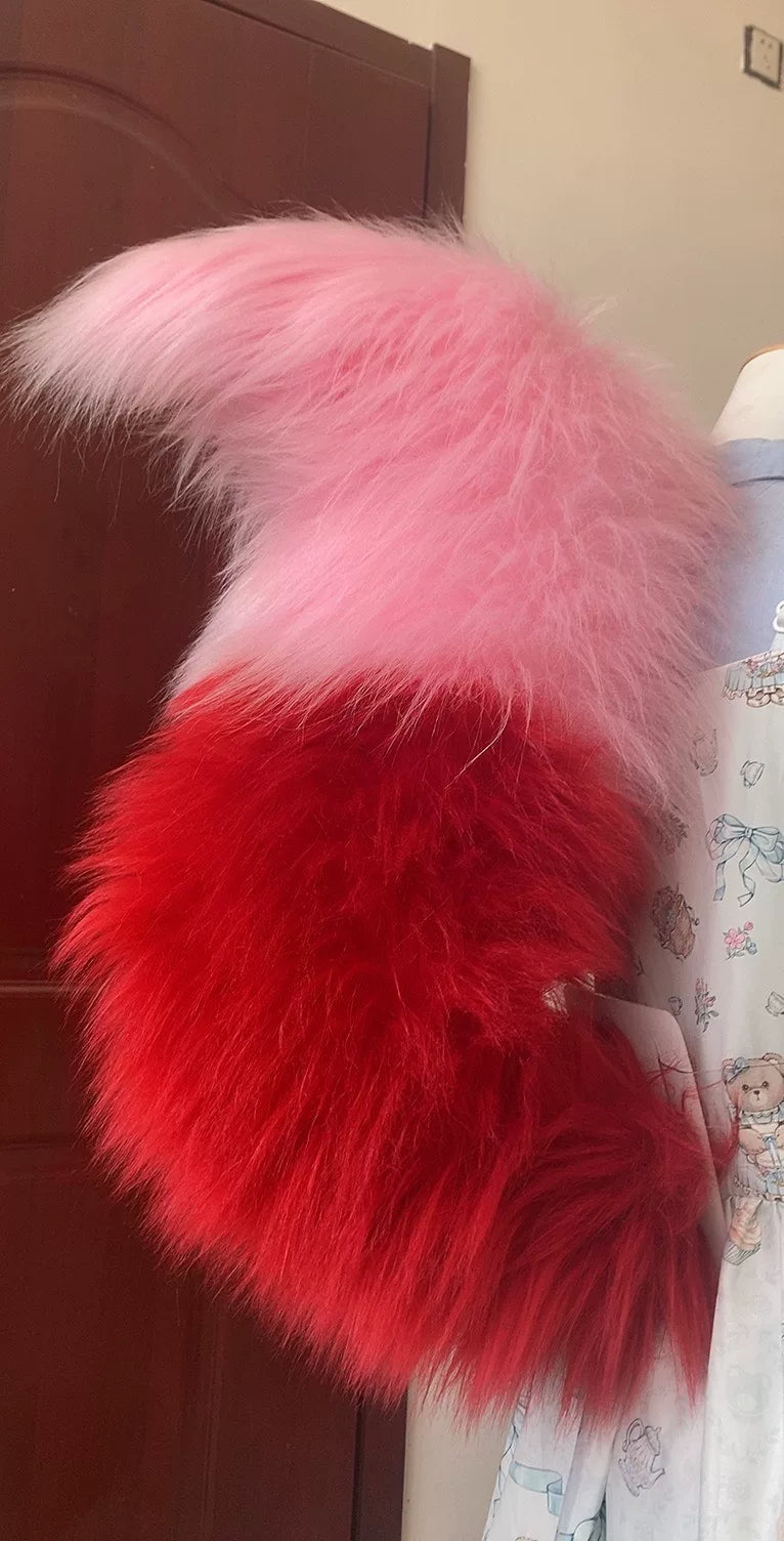 Cosplay Tail Two Tone Cherry Red Pink