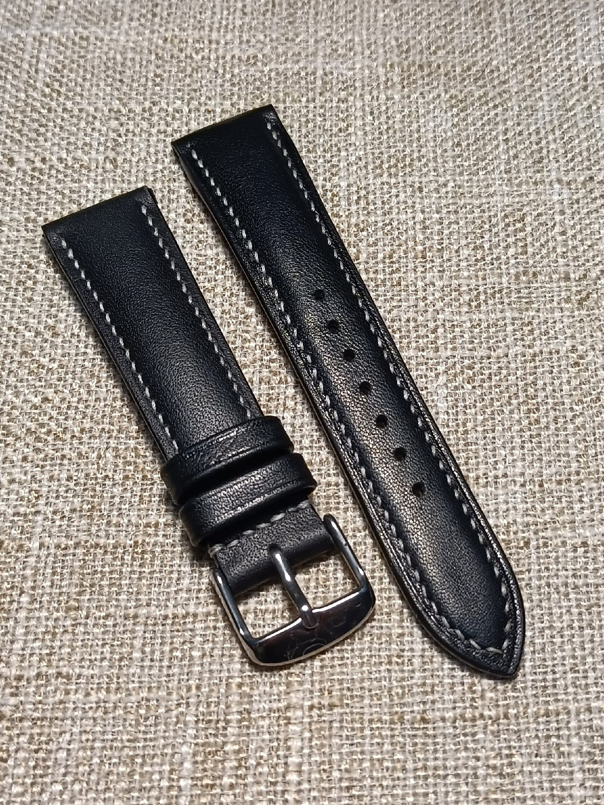 Black Italian Leather Watch Strap