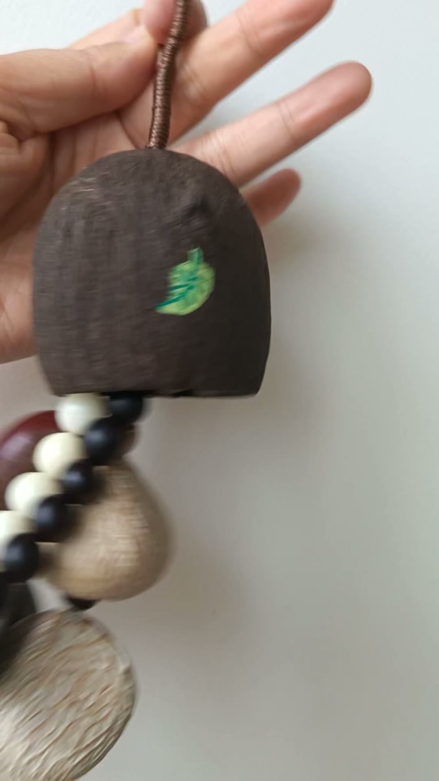 Handmade Coconut Shell Bag Charm with Beads