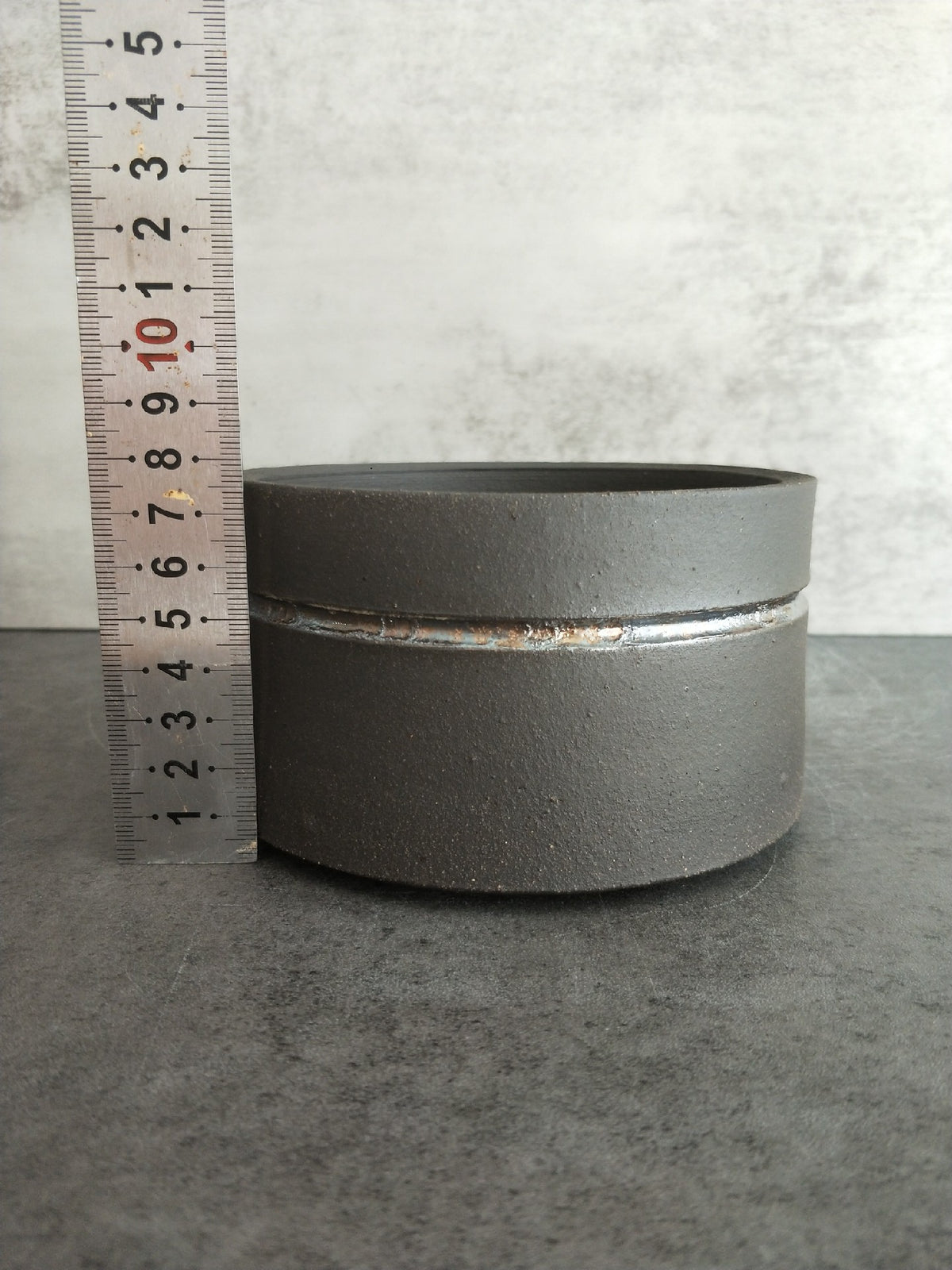 Handmade Clay Container with Metallic Band