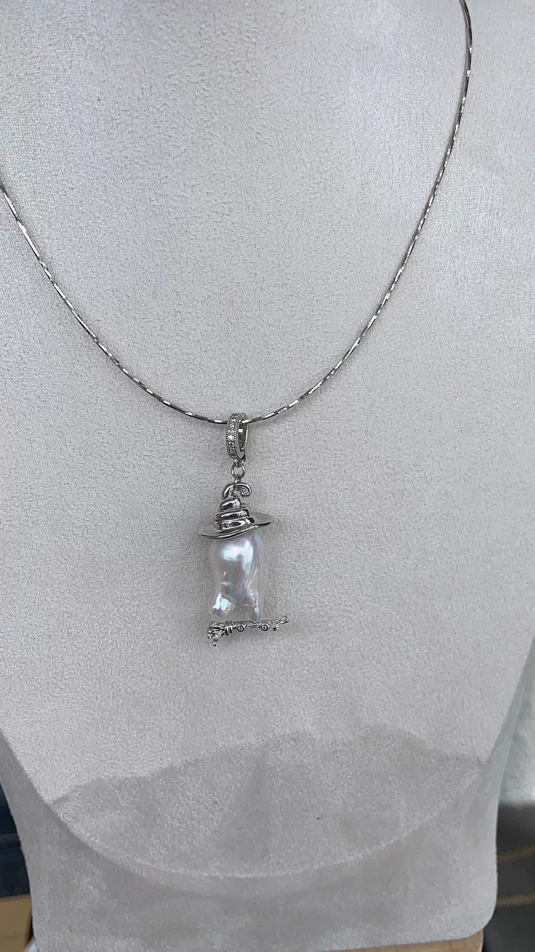 White Baroque Pearl Ghost Pendant