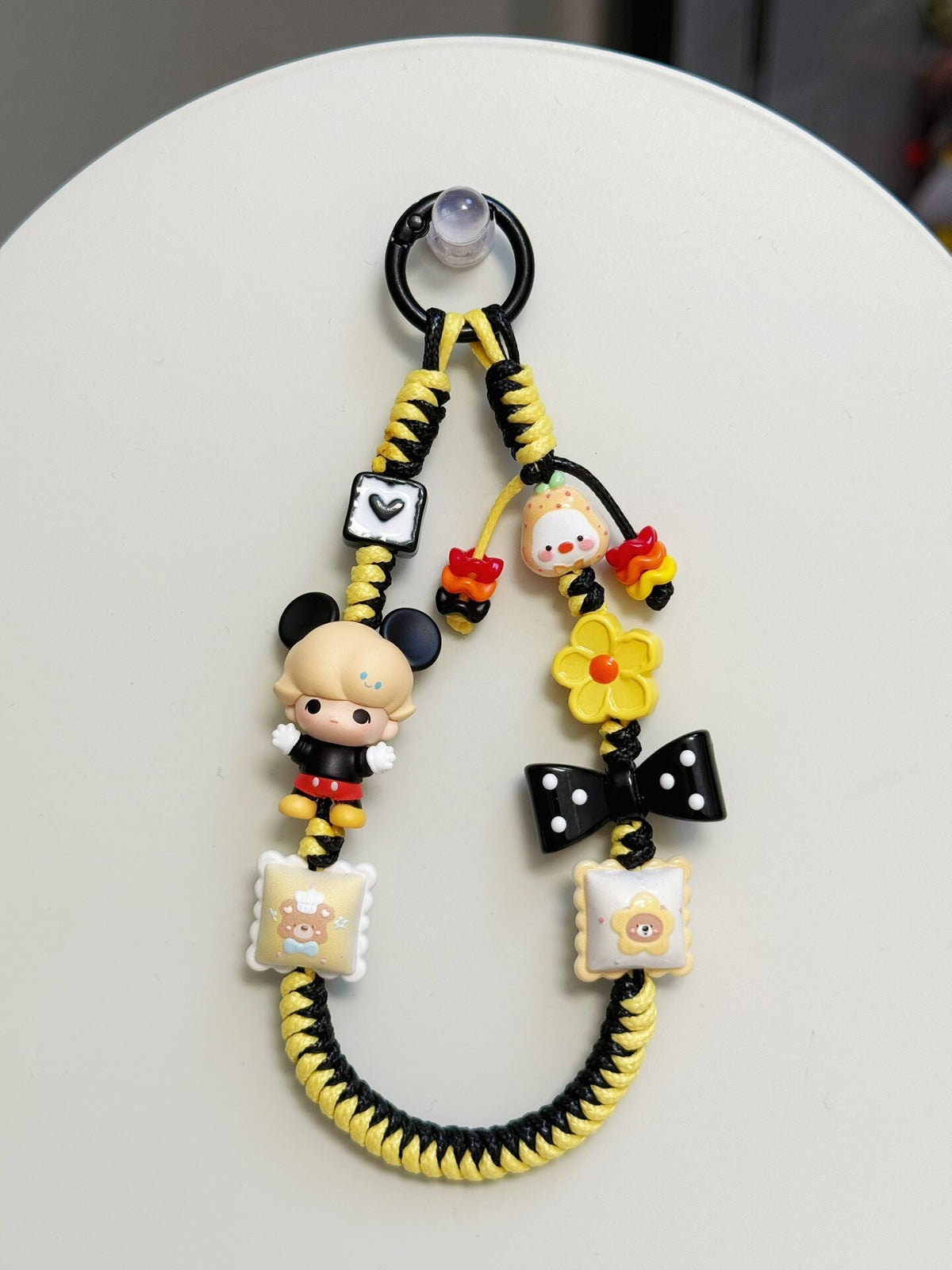 DIMOO ミッキー 編み込みコード スマホストラップ キーホルダー