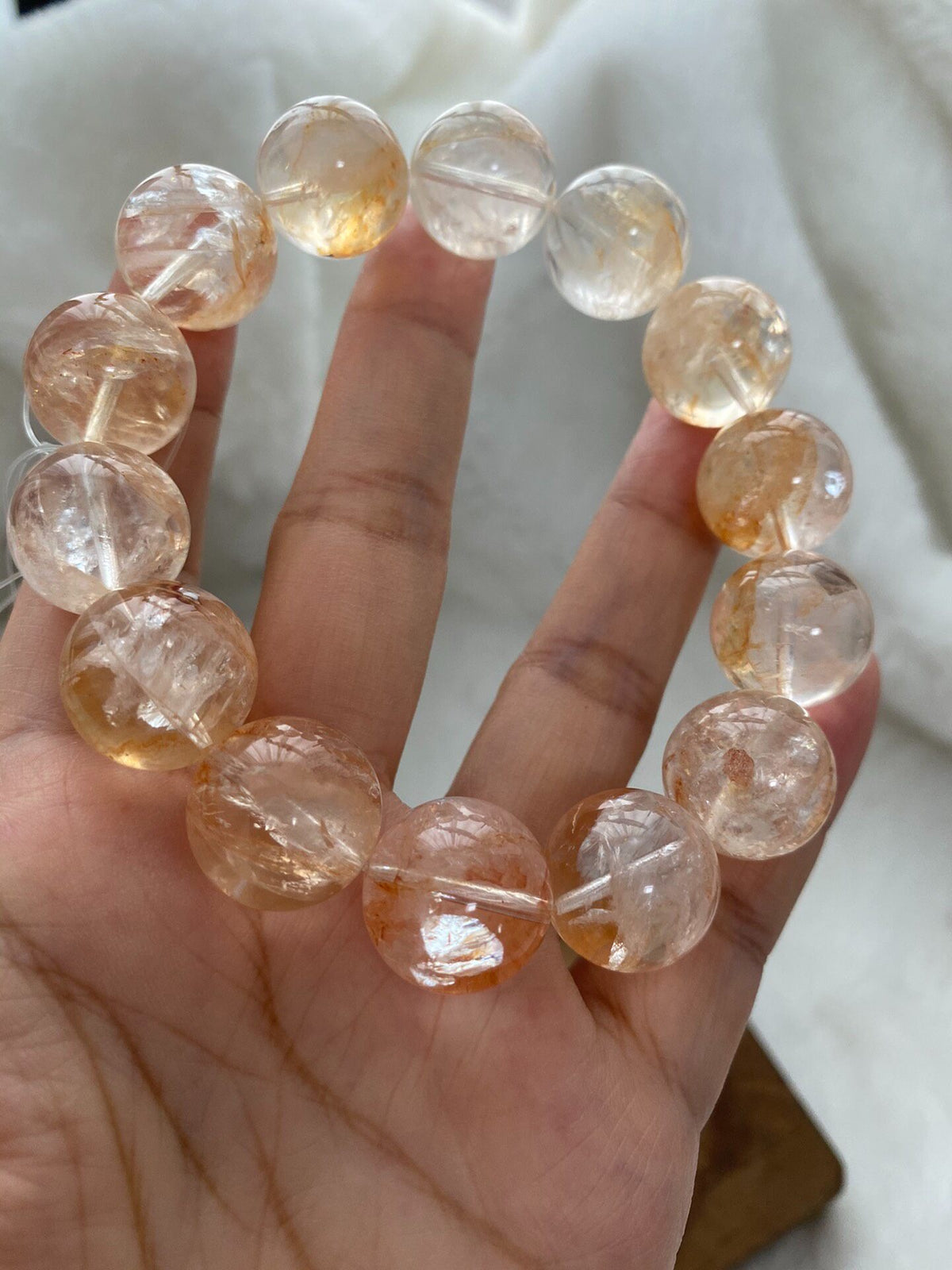 Natural Quartz Crystal Beaded Bracelet 16.5mm