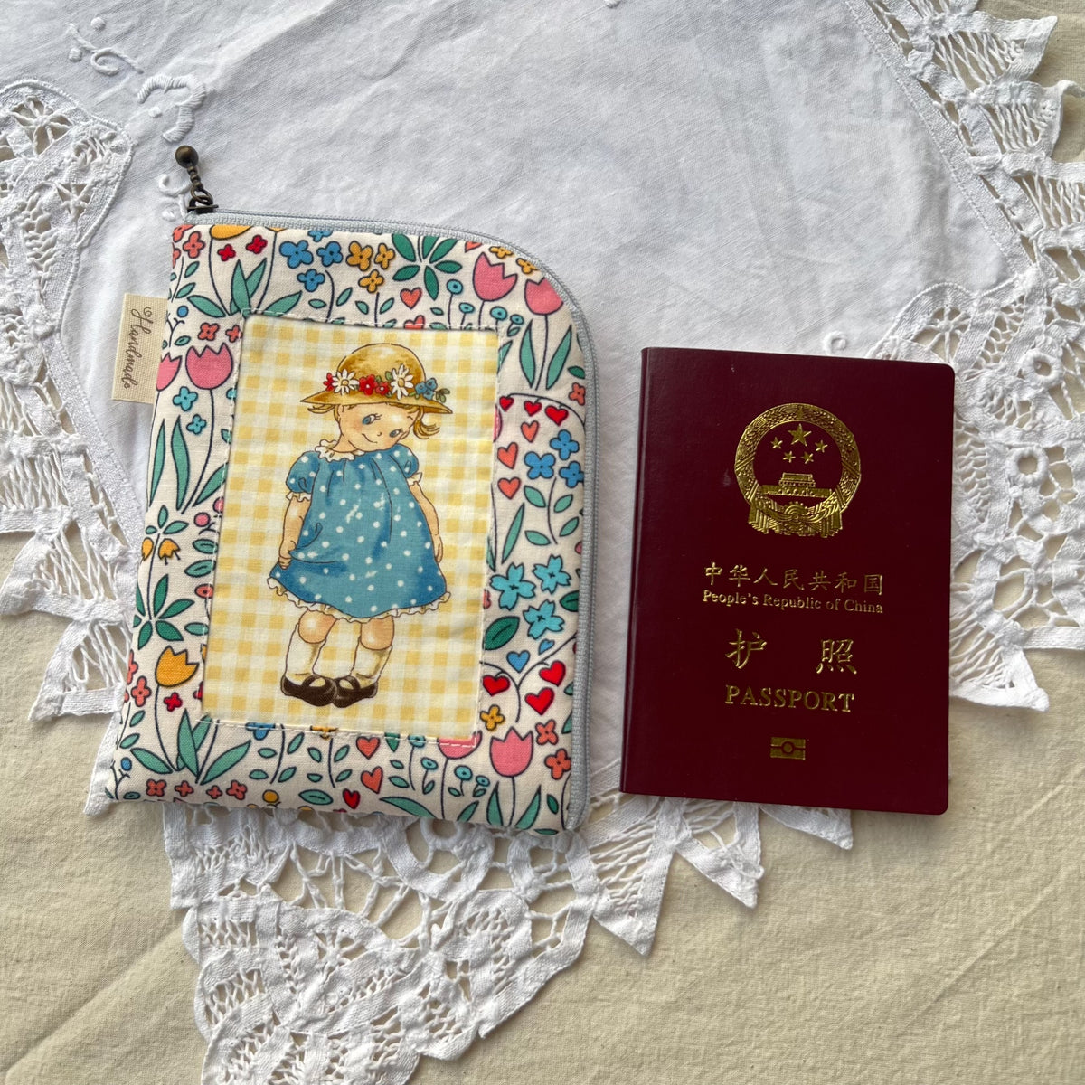 Porte-passeport pochette L style japonais fait main