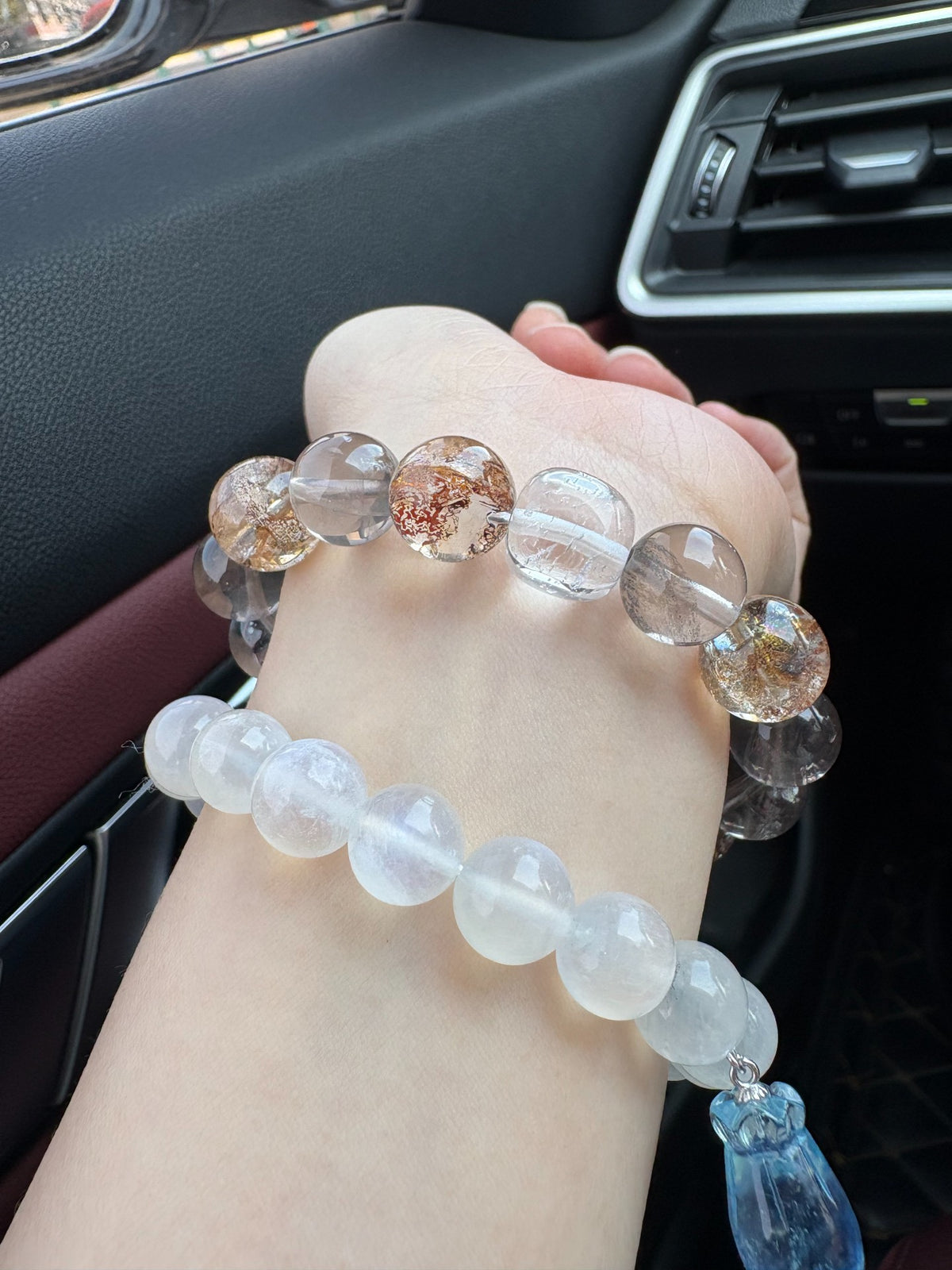 Smoky Quartz Gold Foil Crystal Bracelet