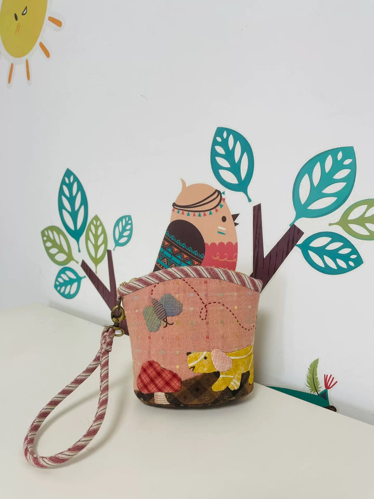 Handmade Patchwork Coin Purse with Wrist Strap