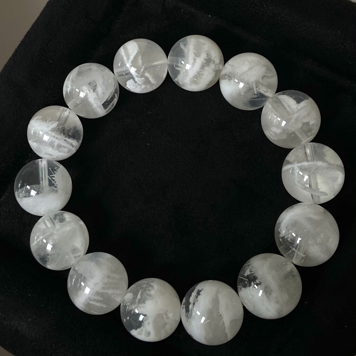 14.5mm Snowflake Phantom Quartz Beaded Bracelet