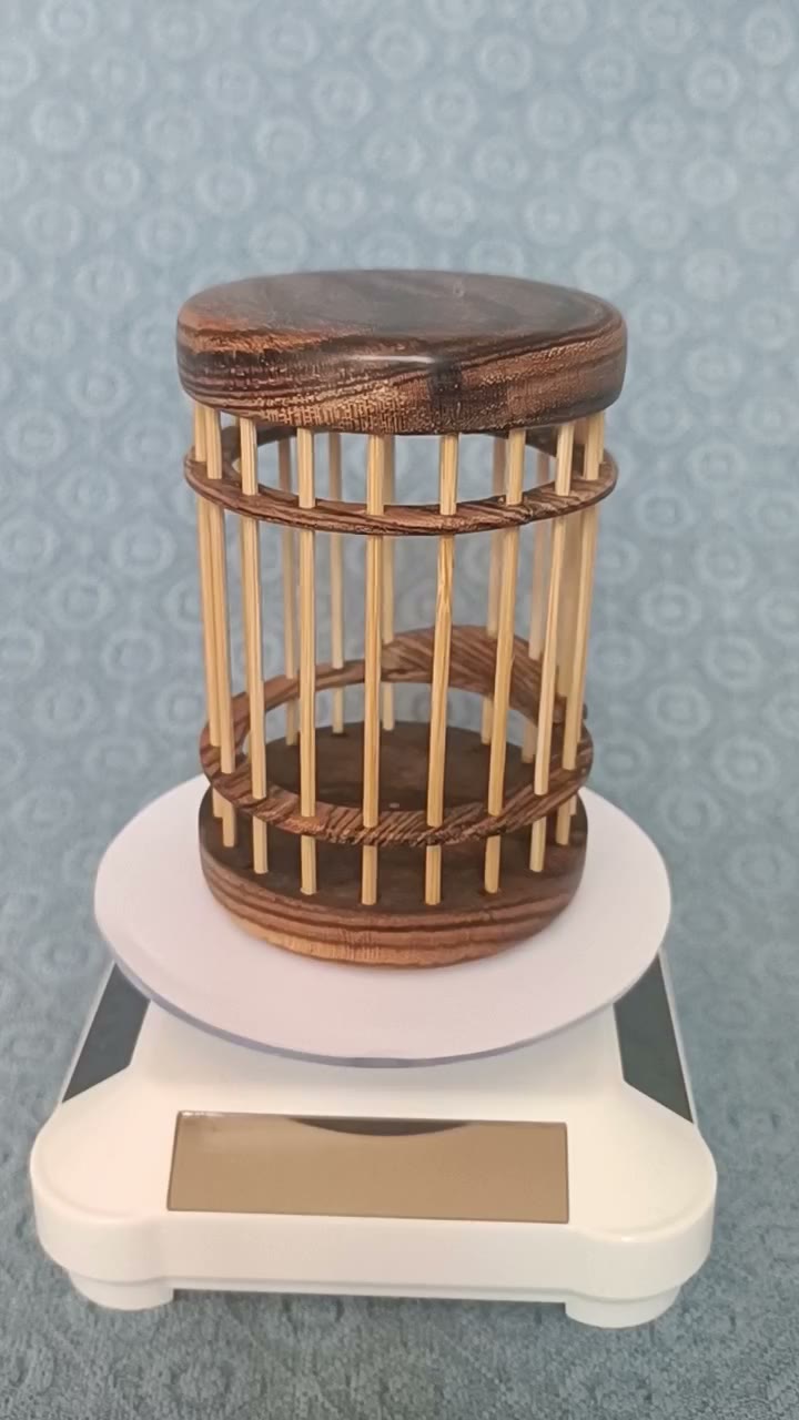 Katydid Cage Sandalwood Bamboo Cylinder