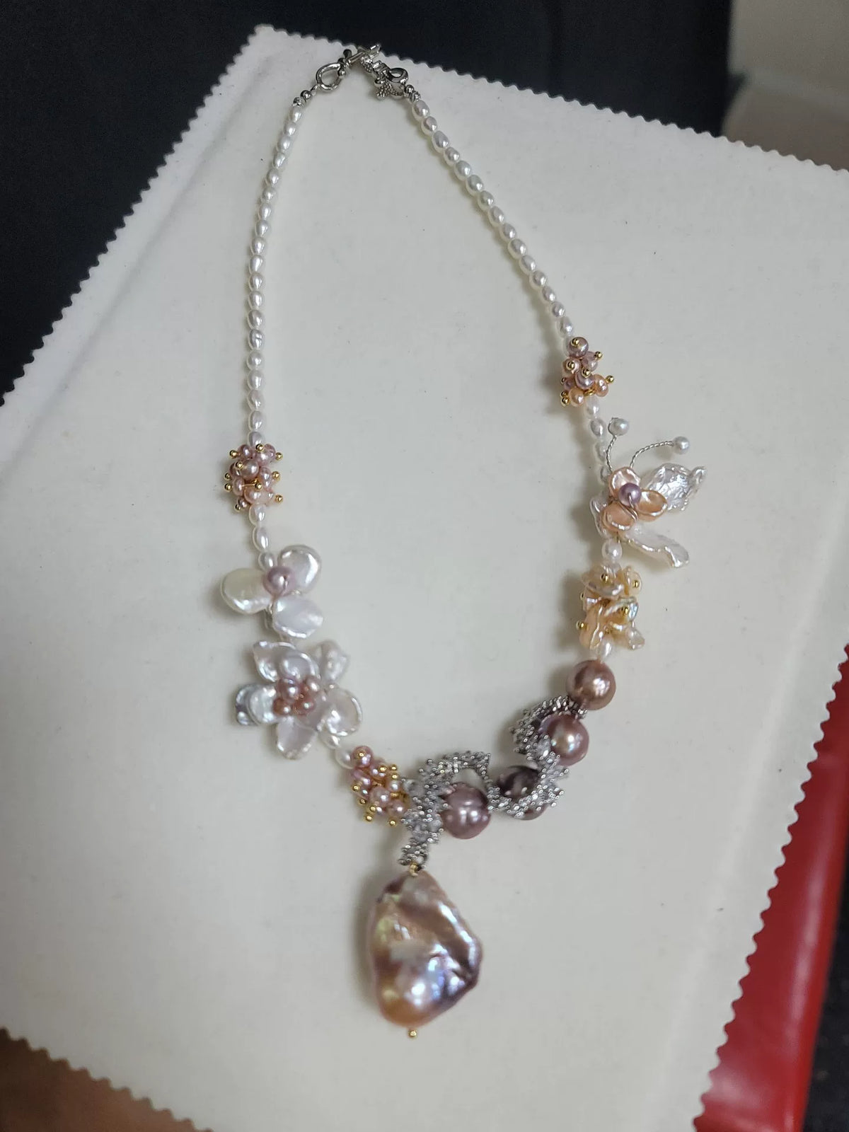 Natural Pearl Multi Floral Necklace