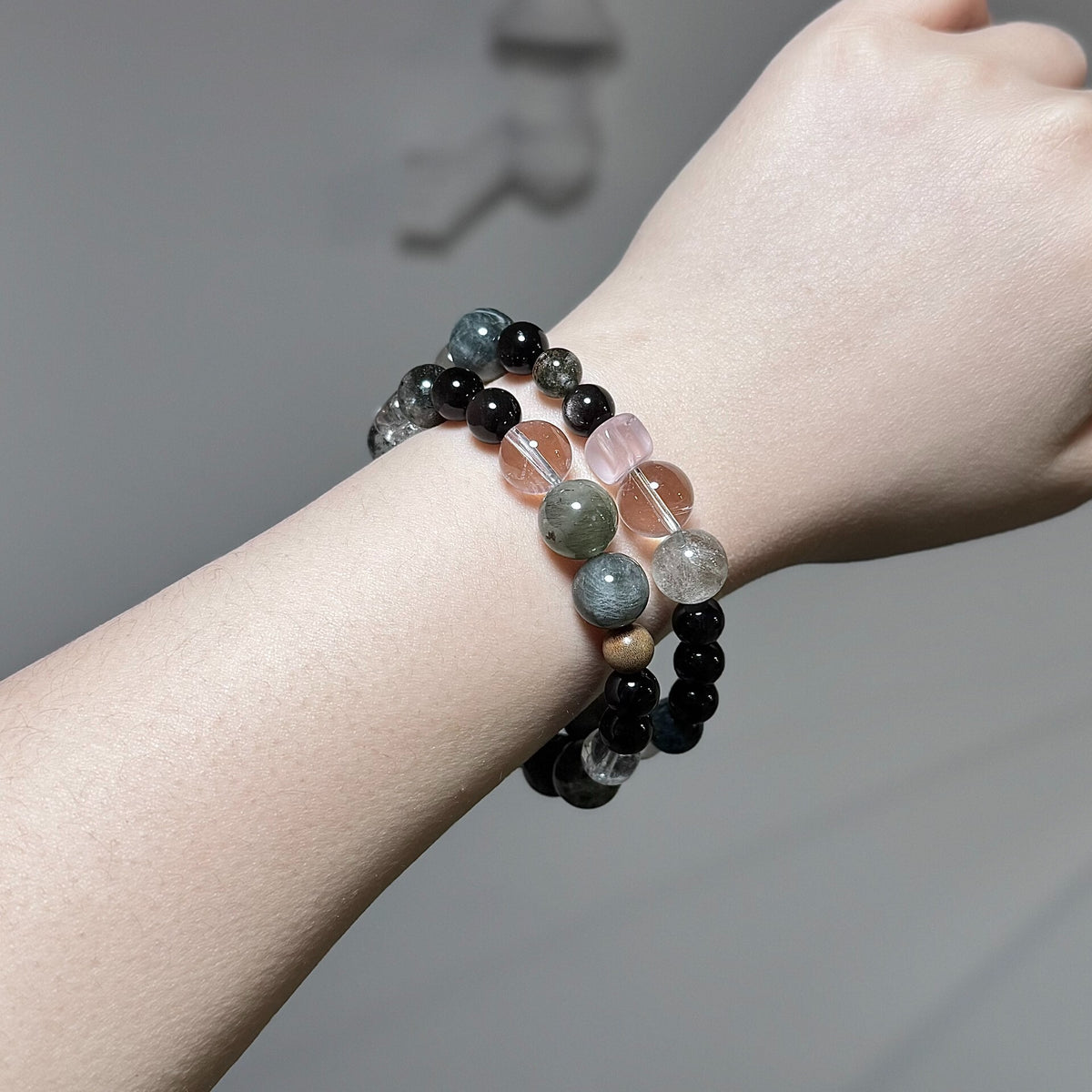 Zweisträngiges Kristallarmband mit 8-mm-Perlen