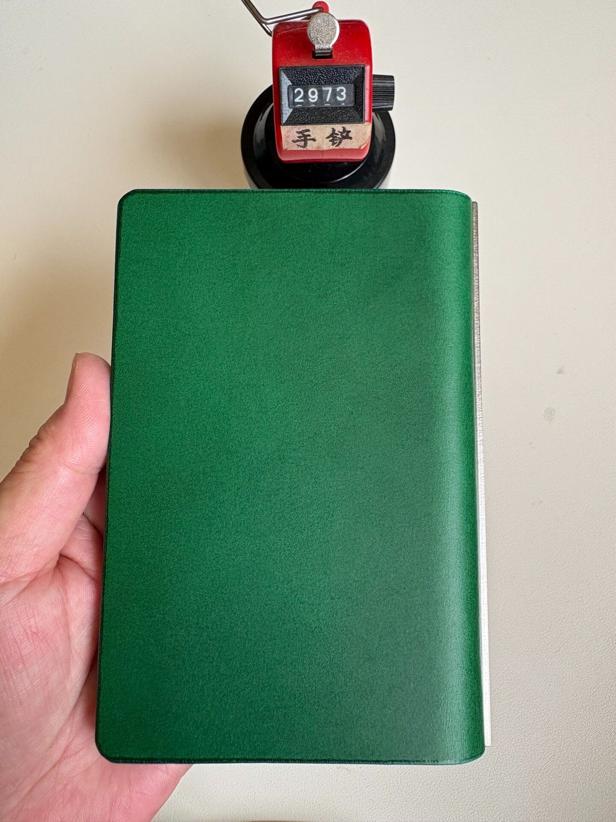 A7 Six Ring Binder Cover Green Leather