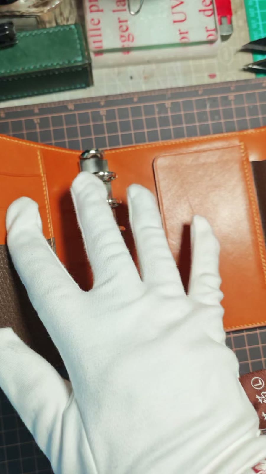 A7 Trifold Notebook Cover in Tan Leather