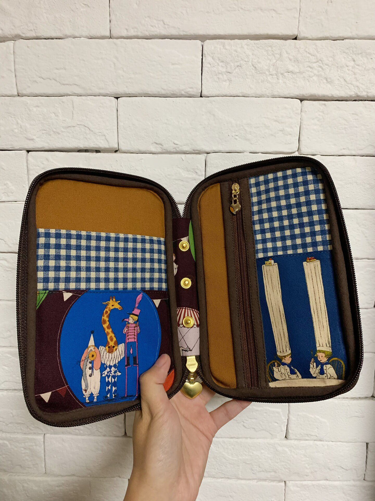 Fabric Zipper Case with Octopus Illustration