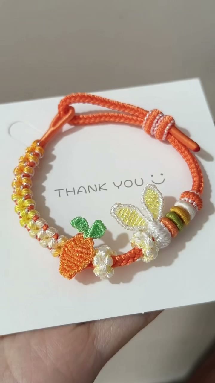Handwoven Carrot Bunny Ear Bracelet