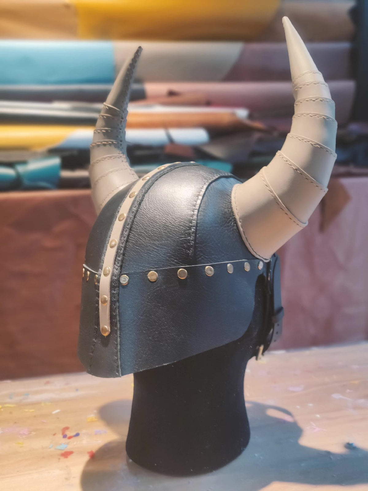 Custom Leather Viking Helmet Mask