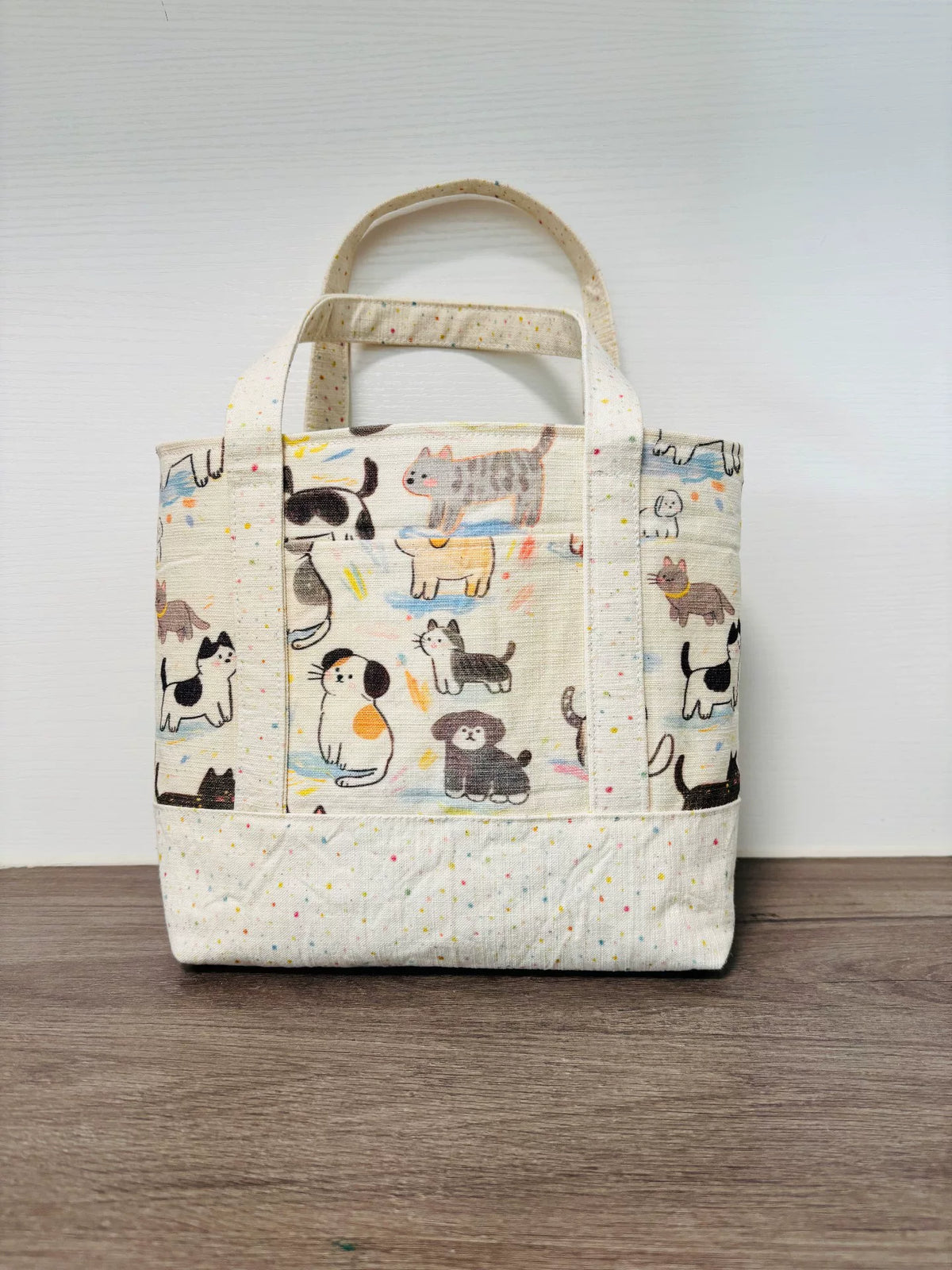 Handmade Cat Dog Woven Small Tote Bag