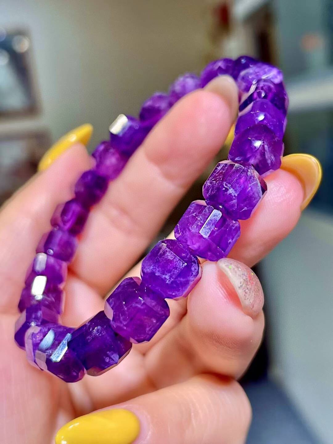 Faceted Amethyst Beaded Bracelet 8.3mm 23.4g