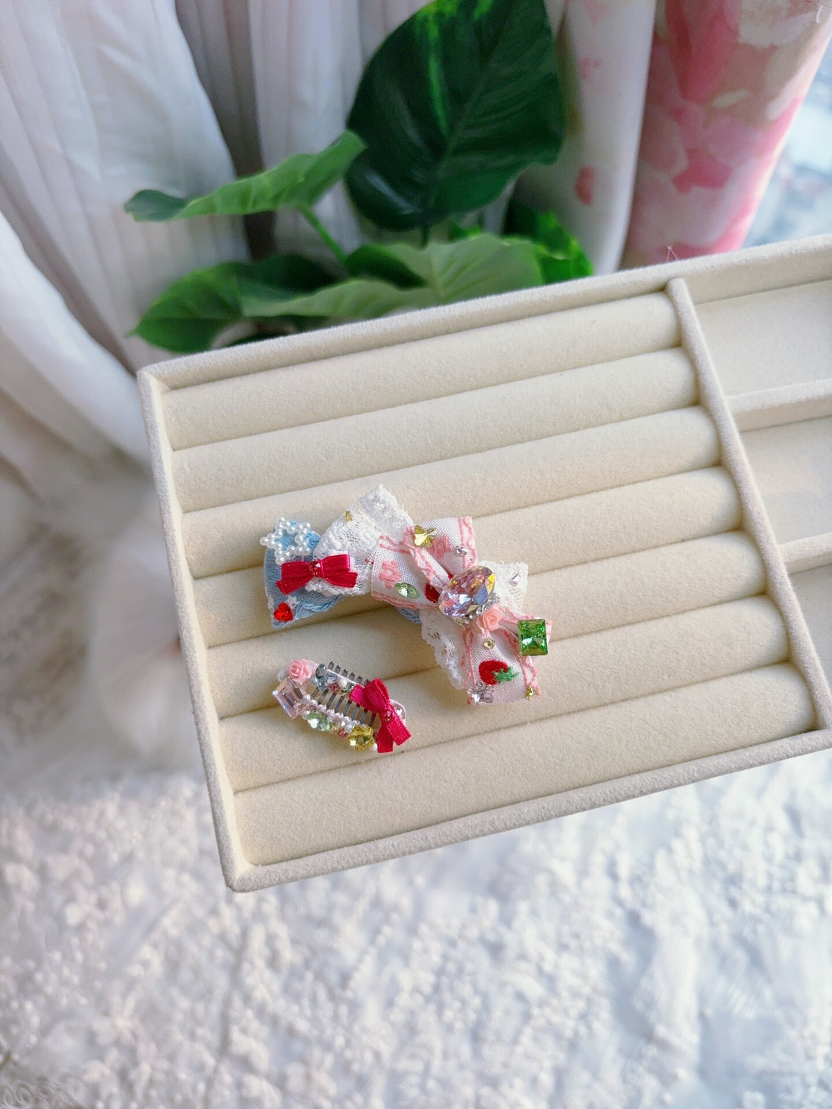 Handcrafted Pet Hair Accessories Denim Set