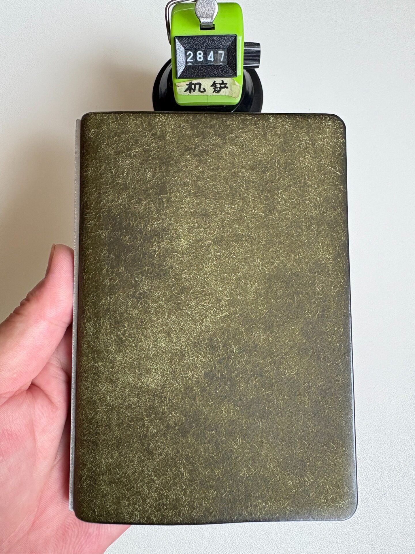 Pueblo Leather 8-Ring Notebook, Olive Green, A7 (126mm x 80mm)
