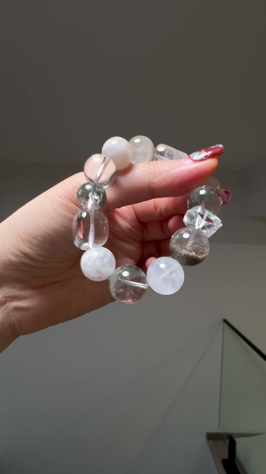 Bracelet de perles en quartz naturel vert phantom