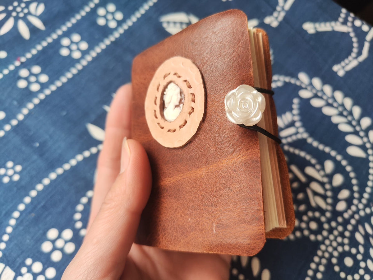 Cameo Shell Carving Leather Journal