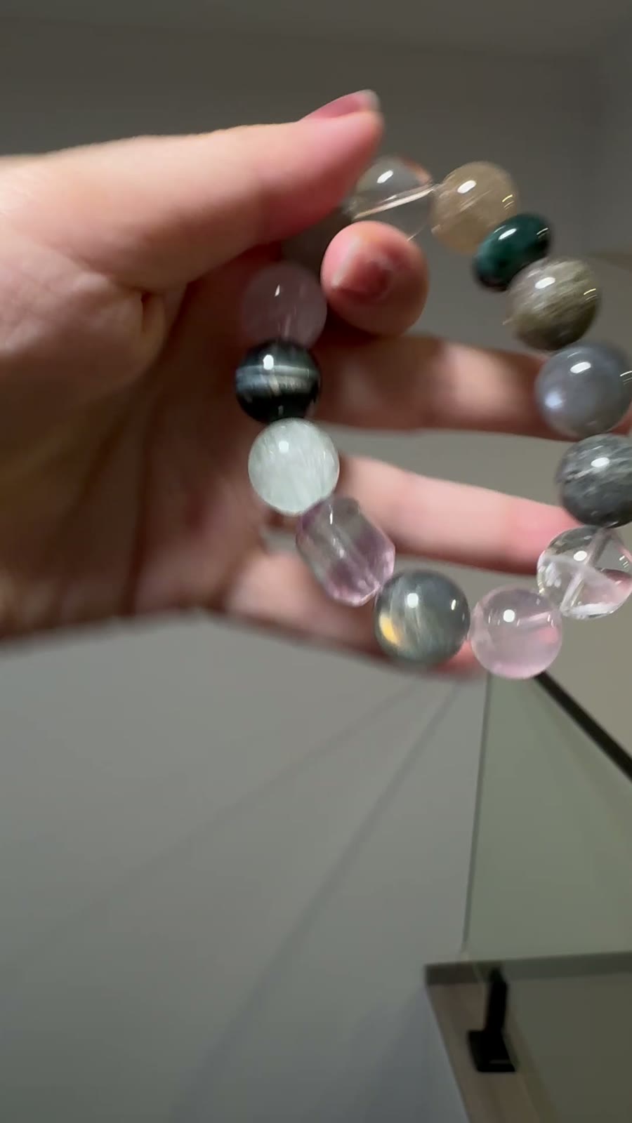 Mixed Gemstone Crystal Beaded Bracelet 14mm