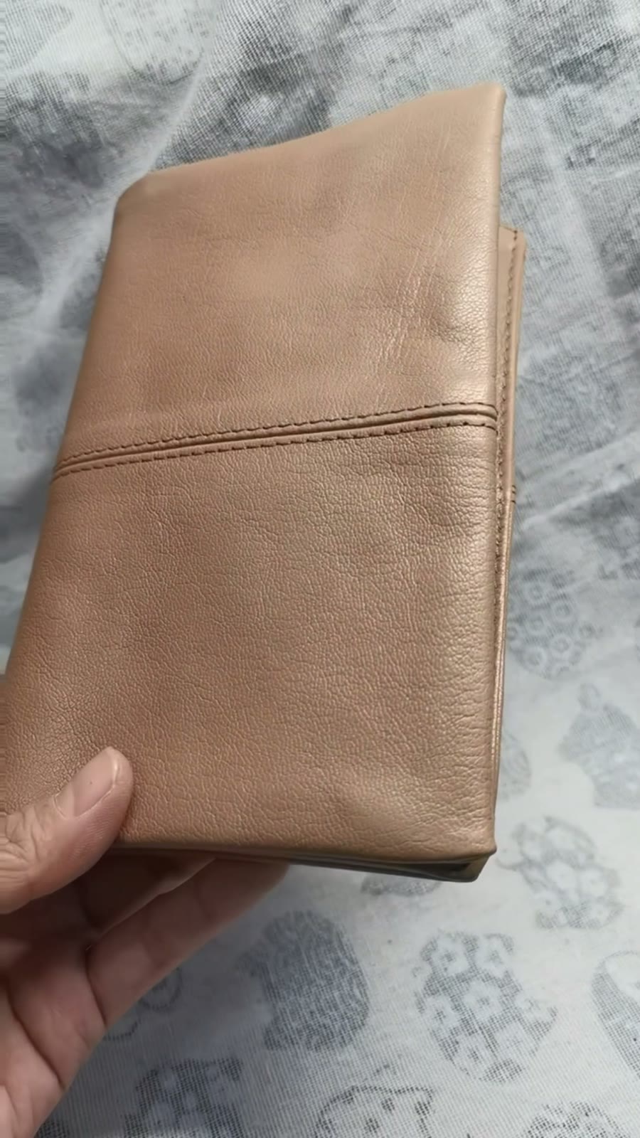 Almond Goat Leather A6 Ring Binder Planner