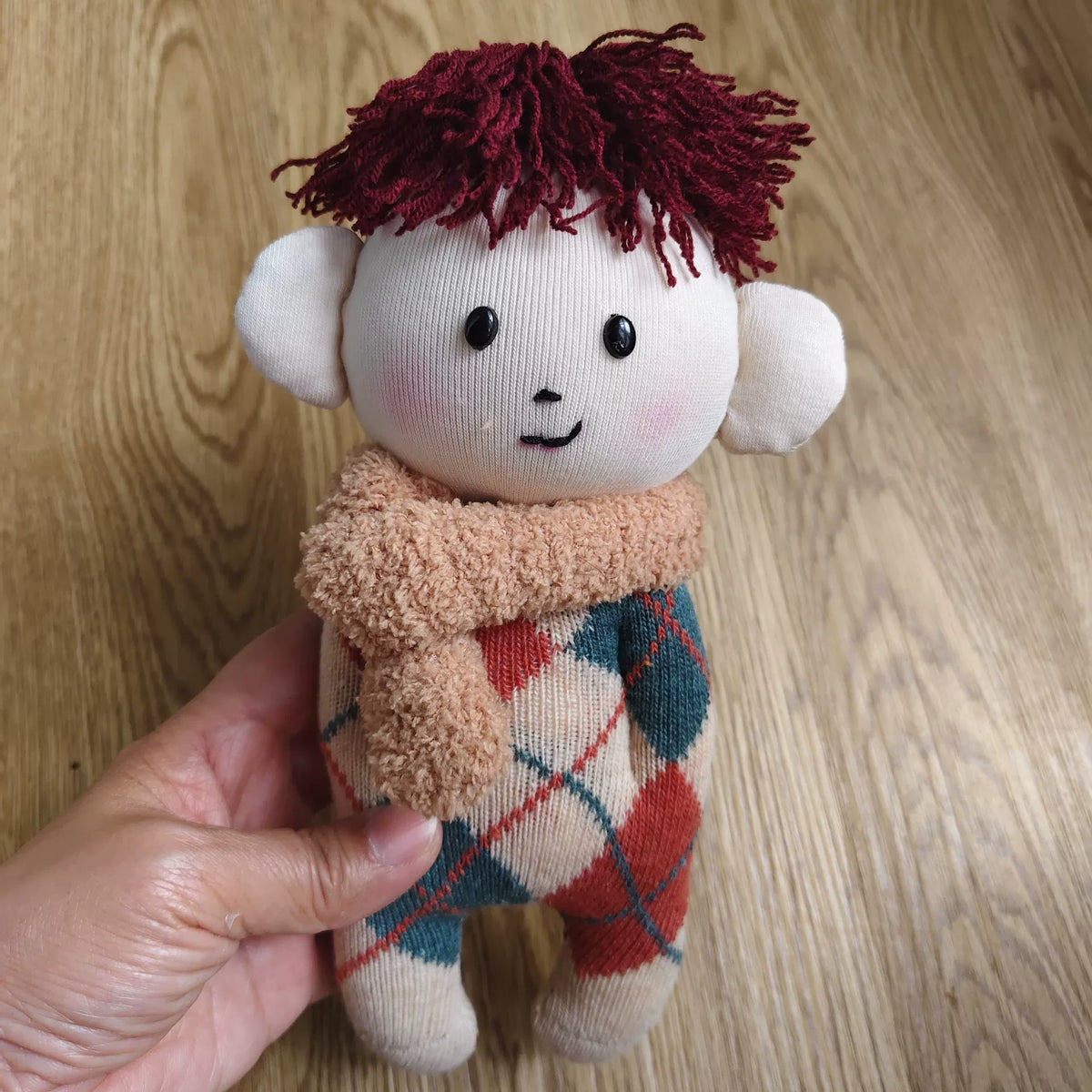 Poupée en chaussette faite main garçon tricot losyle