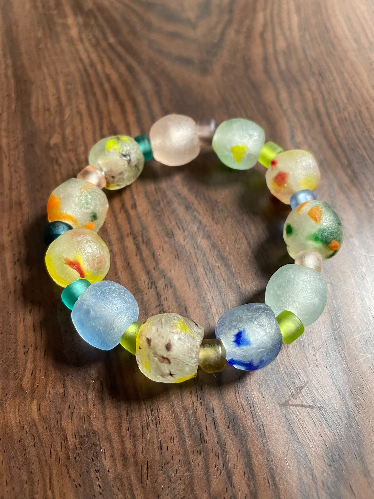 African Recycled Glass Beaded Bracelet