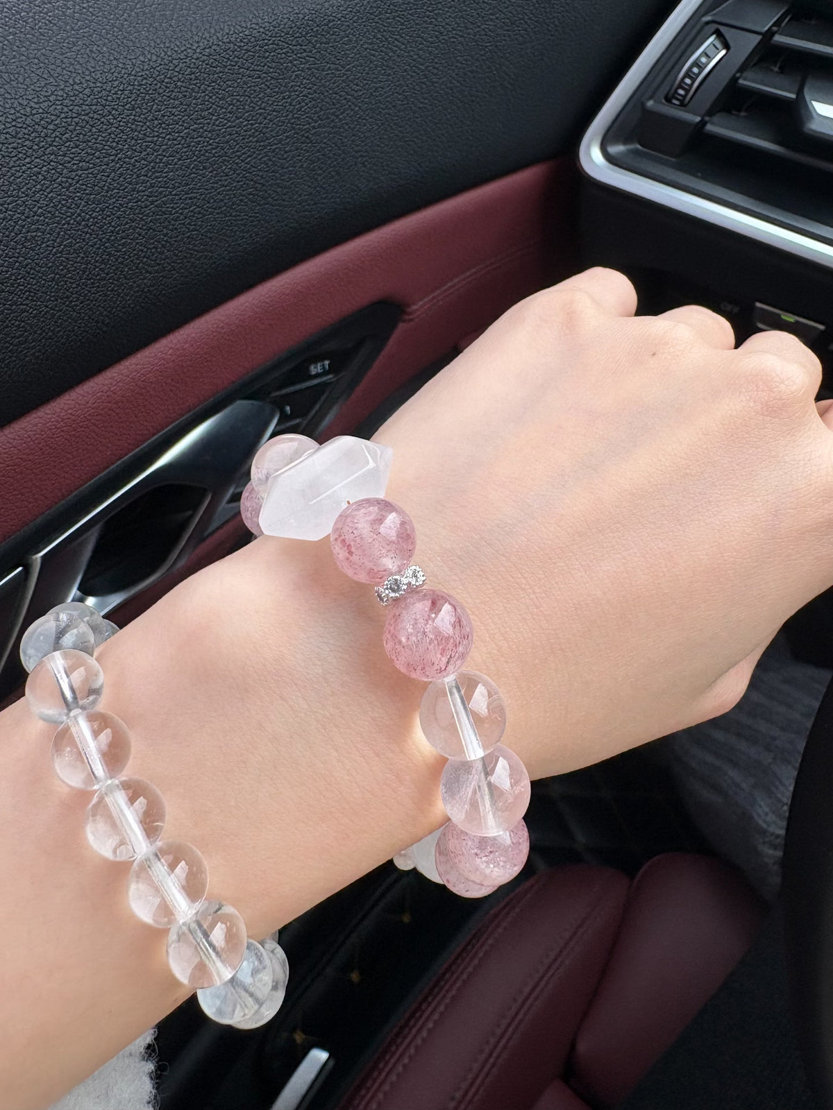 Pink Quartz Beaded Bracelet 12mm