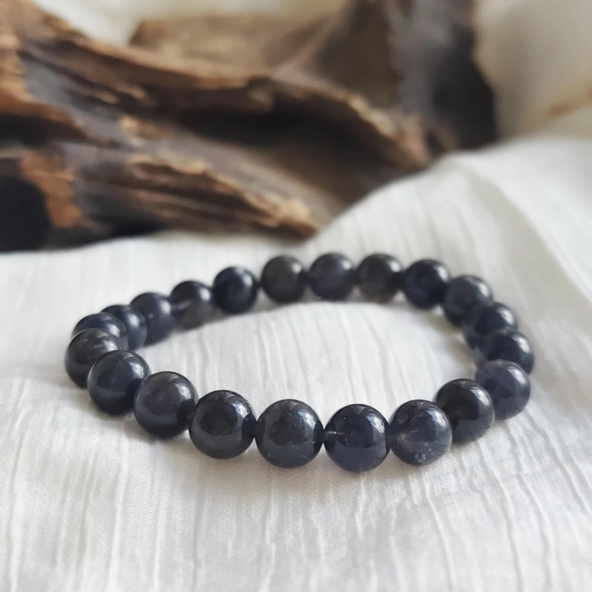 Cordierite Bead Bracelet 9.3mm Blue Violet
