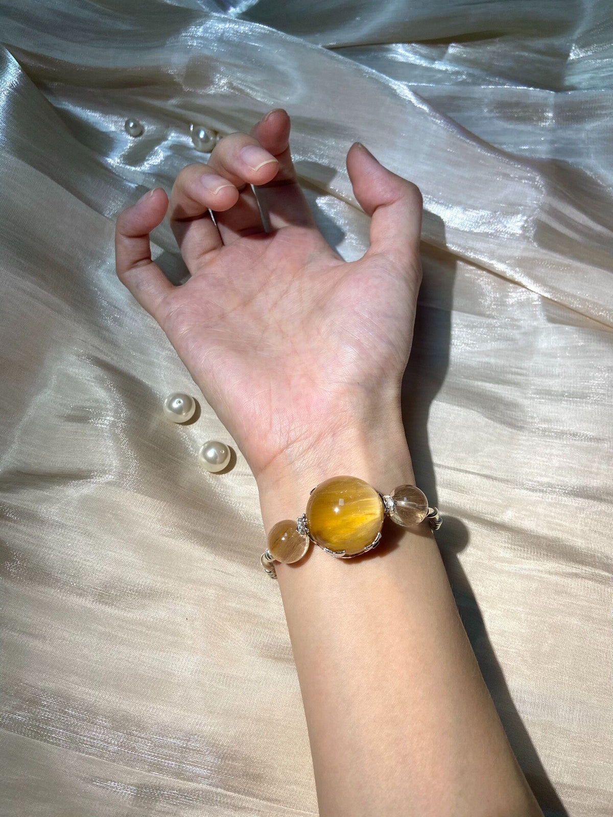 Goose Yellow Rabbit Hair Crystal Bracelet