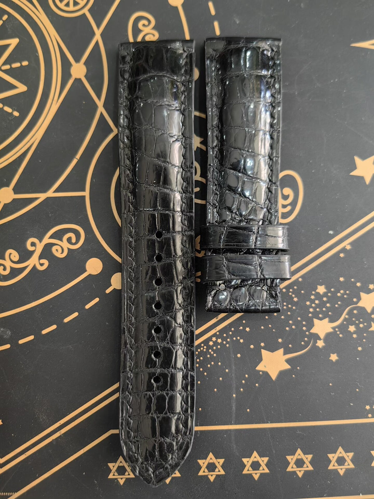 Genuine Leather Watch Strap with Crocodile Texture