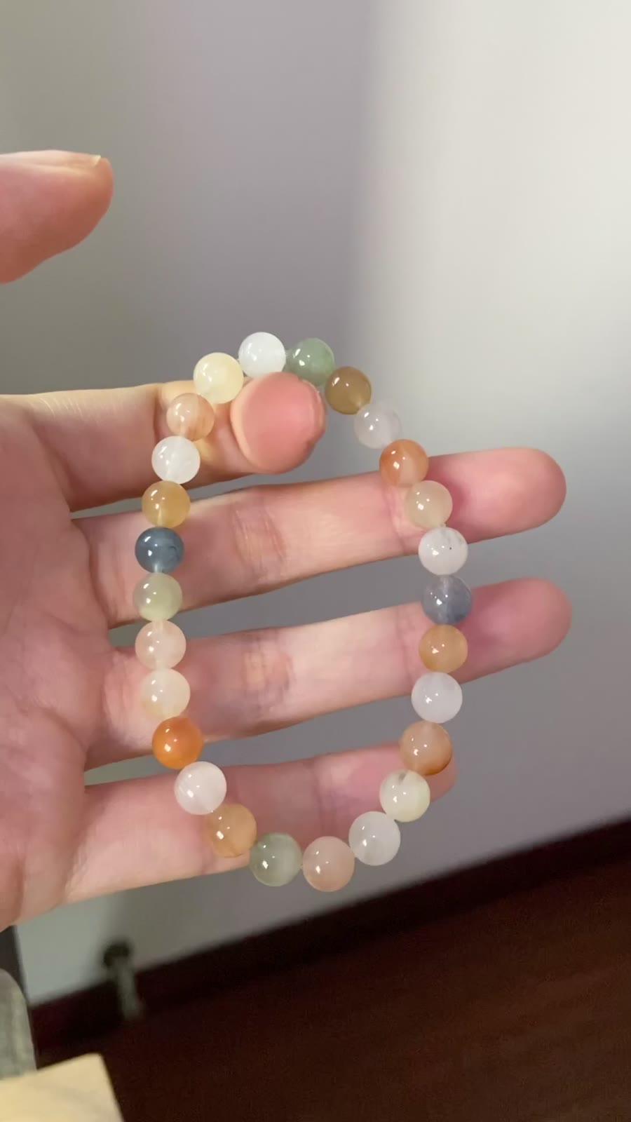 Rabbit Hair Crystal Beaded Bracelet 7mm