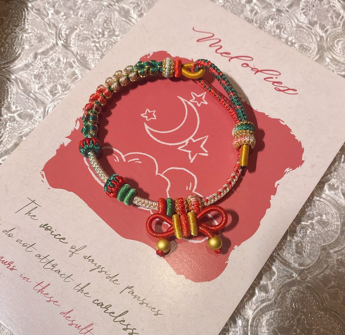 Christmas Handwoven Bracelet Adjustable Knot
