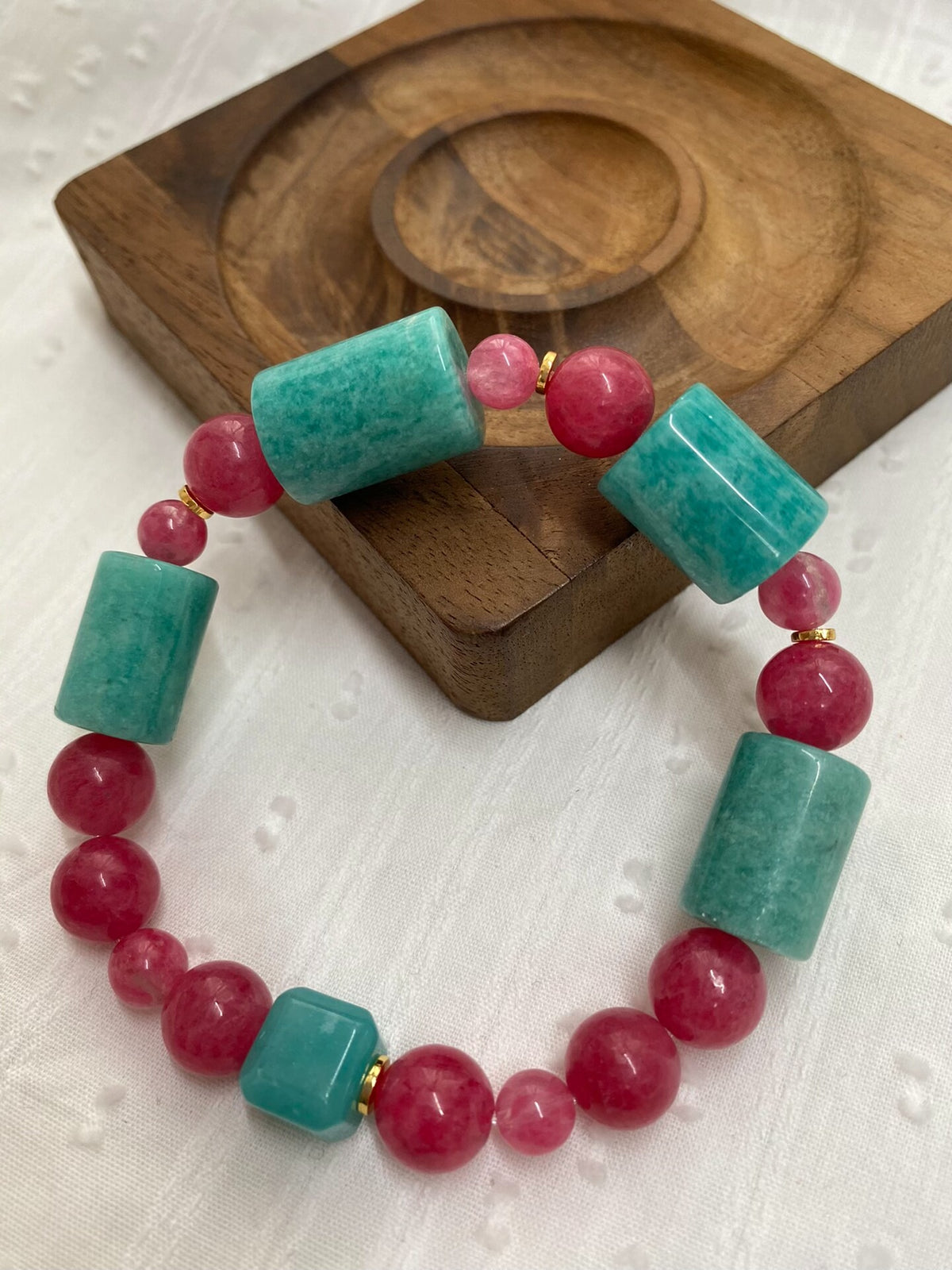 Rhodonite Amazonite Beaded Bracelet